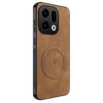 Madingas žaibiškos odos silikoninis dėklas Oppo Find X9 / OPPO Find X9 / Magnetinis belaidis įkrovimas / Smūgiams atsparus viršelis / Find X9 dėklas Oppo Find X9 ruda