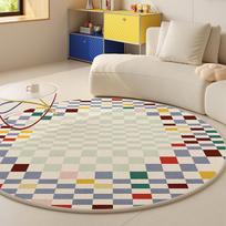 Dopamine Color Bedroom Decor Round Carpet Thicken Plush Carpets for Living Room Washable Bedside Floor Mat Fluffy Soft Study Rug 80x80CM beige