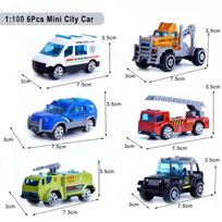 6 vnt./rinkinys Mini miesto greitosios pagalbos, policijos, priešgaisrinės mašinos, lėktuvas Metaliniai automobiliai, lėktuvai, transporto priemonės žaislai vaikams