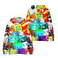 Geometry Dash Cosplay Costume Pullover Sweatshirt Hoodie for Men Hooded Casual Outfits Halloween Carnival Suit XS