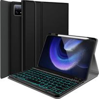 Xiaomi 7 planšetinio kompiuterio dėklas su klaviatūra ir rašiklio laikikliu, Redmi Pad 2, Poco Pad X1, 7 spalvų foninis apšvietimas Xiaomi 5/5Pro 11 inch blue