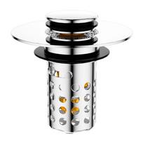 Steel Sink Drain Stoppers Push Button Design Odorless Drain Filter Hair Catcher Not Clogging Designs For Bathroom Basin