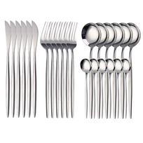 24PCS Cutlery Set Stainless Knife Fork Spoon Flatware Tableware Set Gold Gift Box Portable Dinnerware Dishwasher Kitchenware sidabras