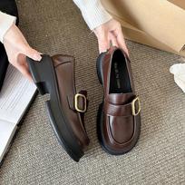 Leather shoes women's British style platform retro jk loafers buckle Japanese 2025 small one pedal new autumn single shoes 35 ruda