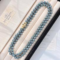 Maillard Wind Autumn And Winter Boutique Blue-Grey Highlight Shijia Pearl Sweater Chain Necklace Collarbone Chain Women