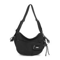 Single-shoulder zippered tote bag, foldable crossbody bag, shoulder bag, fabric bag, Japanese-style lightweight vintage single-s juoda
