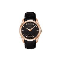 Tissot Kutu Series Automatic Mechanical Movement 100 Meters Water Resistant Watch Black Dial Stainless Steel Case Leather Strap T035.407.36.051.00 Black Dial