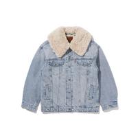 Levis FW22 Casual Solid Color Lamb Wool Collar Loose Denim Jacket Women jackets Blue A3484-0000 M