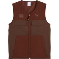 PUMA Color Block V-Neck Zipper Vest Men Tops Brown 630104-65 M