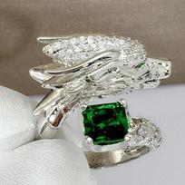 Huitan Dragon Adjustable Rings Luxury Male Bright Cubic Zirconia Crystal Finger Accessories for Party Hyperbole Zircon resizable