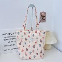 Wind cartoon embossed canvas bag casual shoulder bag cloth bag girl out shopping handbag bag