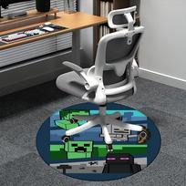 Minecraft veikėjų kėdės kilimėlis Apvalus kilimas - Biuro kilimas, skalbiamas mašinoje, neslystantis, tinkamas svetainėms, miegamiesiems 80cm gray