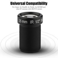Action Camera Lens 25mm CCTV Camera Lens Super Clear 5 Million Pixels 1/2'' Security Camera Lens for WiFi Camera IR Board Lens Bundle1