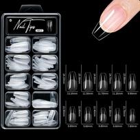 100Pcs Almond Square Artificial Nails Tips Acrylic Pre-File Pressed Nails  Nail Art Extension 9