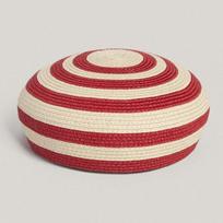 Women Striped Paper Straw Beret Summer Woven Pillbox Hat French Riviera Vacation Cap M 56-58cm raudona