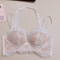 Lace Halter Neck Push-Up Lingerie Set for Women - Adjustable, Supportive, Sexy Back Design 38/85