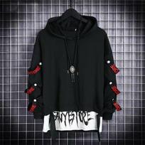 Rudeniniai vyriški megztiniai, džemperiai, laisvalaikio juodi megztiniai, viršutiniai džemperiai Techwear hip-hop Harajuku patchwork japoniški gatvės drabužiai vyrams L juoda