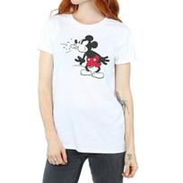 Disney Womens/Ladies Mickey Mouse Tongue Cotton Boyfriend T-Shirt XXL balta