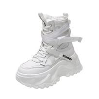 Fashion Autumn Thick Sole Elevated Red Sports Shoes female 2025 New Dad Shoes Korean Edition Simple Women's Shoes High Top Casual Shoes 34 balta