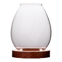 Windproof Candle Shade Cover Glass Candlesticks Candle Holder with Wood Base Chinese Dinner Home Household Decorations