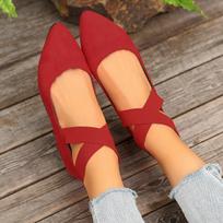 Womens Shoes Ballet Flats Shoes Ladies Sandals Strap Non Slip Ankle Elastic Belt Cute Ballerina Ladies Elegent Flats Heel Shoes 35EU/CN36 raudona