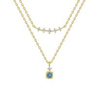 Official Silver Blue Topaz Necklace Set of Birthday Gift for Jewelry Case Product 112544121902 4℃ [November Birthstone] 2, Women, Included, Number