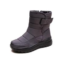 Women's Warm Snow Boots With Hook Loop Mid Calf Booties With Faux Fur Lined Outdoor Non-Slip Waterproof Side Zipper Boots Winter Shoes for Female 35 pilka spalva