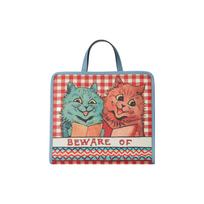 Gucci Cat Plaid Print Strapless Canvas Tote Bag Kids Tote Bags 605614-FABDN-6150 Basic Set (Bag+Dust Bag)