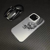 White Chinese Dragon Head Silver Gradient Phone Case for iPhone 17 16E 15 14 13 12 11Series Pro Max Plus Double Layer Protection iphone 12