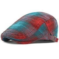 HT4674 Berets Male Female Flat Cap Spring Summer Sun Hat Ivy Cap Men Women Plaid Artist Painter Beret Hat Adjustable Beret Cap 55-60cm Adjustable raudona