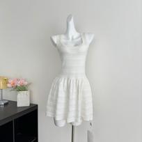 New Sweet Slim Fit Women's Knitted Dress U Neck Fashionable Short Slim Fit Skirt A Line Elegant Sleeveless Dress Suitable for Casual Party Short Dress S balta