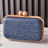 Straw Clutch Handbag 2025 Summer Beach Straw Purse for Women Woven Bag Casual Straw Shoulder Crossbody Bag New Evening Handbag mėlyna