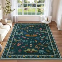 Elegant Plant Insect Print Area Rugs Carpet for Living Room Modern Soft Bedroom Non-Slip Rug Kitchen Table Floor Mat Doormat 40x60cm