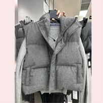 Women's Short Stand Collar Down Cotton Vest - Sleeveless Casual Outerwear Jacket M (Recommended below 100 jin) šviesiai pilka spalva
