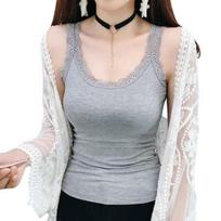 Women Summer Thin Vest U-Neck Sleeveless Slim Fit Tank Tops Solid Color XL pilka