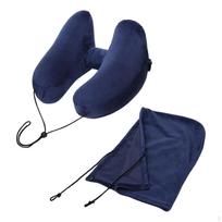 Inflatable Neck Pillow with Handy Carrying Pouch Grey gray