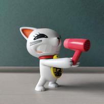 Anime figure Turbo Granny figure Okarun cute Hairdryer Styling Action Figure Lucky Cat Model Car ornament toy Anime Gift 9CM