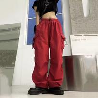 Y2K Moteriški gatvės drabužiai Kargo Korėjietiški Harajuku Baggy Parašiutinės kelnės vyrams Sportinės kelnės Plačios kojos Bėgiojimo kelnės Drabužiai S raudona