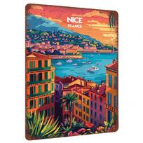 Nice France Coastal Landscape Metal Wall Art Mediterranean Port Decorative Painting Home Decor 20x30cm（7.8x11.8inch）