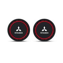 2 vnt. automobilio padėkliukas puodeliui, neslystanti pagalvėlė su emblema, skirtas Mitsubishi Lancer 9 EX Outlander 3 ASX L200, automobilio interjero aksesuarai black