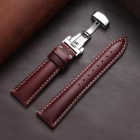 Quick Release Vintage Oil Wax Genuine Leather Watch Strap for Men Women 18mm 19mm 20mm 21mm 22mm Universal Replacement Watchband 18mm&with silver buckle raudona