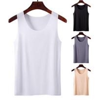 Women Bottoming Vest Ice Silk Seamless Sleeveless Pure Color Plus Size Stretchy Round Neck Dry Dry Cooling Camiso… More 2XL juoda