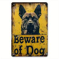 Vintage German Shepherd Beware of Dog Metal Sign  Rustic Distressed Tin Wall Decor  Durable  WeatherResistant for Home G 20x30cm
