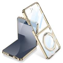 For Galaxy Z Flip7 5G Plating Transparent Screen Protector Cover for For Samsung Z Flip 7 360 ° Magnetic Bracket Holder Phone Case Galaxy Z Flip 7