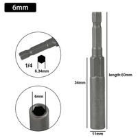 1Pcs Drive Socket Hex Socket Magnetic Nut Screwdriver 5.5-19mm Key Drill Bit Adapter 80mm Length Pneumatic Tool Accessory