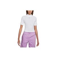Nike Sportswear Essential Solid Logo High Neck Short Sleeve T-Shirt Women Tops White DV7959-100 XL white