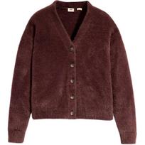 Levis Simple Comfortable Versatile Warm Loose Casual Long Sleeve V-Neck Knit Sweater Women sweater Chocolate A4238-0005 M