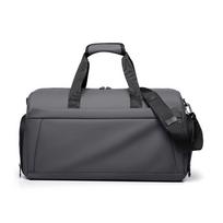 Compact Gym Duffel Bag with Shoe Compartment, Large-Capacity Travel Bag, Trolley-Attachable Sports Handbag pilka spalva