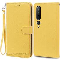 Mi10 / Mi 10 Pro dėklas Xiaomi Mi 10 dėklui Piniginė Atverčiamas Odinis Viršelis Xiaomi Mi 10 Pro dėklui Knygelės Stovas Piniginė Fundas Coque Mi 10 5G(Mi 10Pro5G) yellow