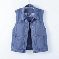 Large Size Casual Denim Vest Spring and Autumn Loose All-match Pocket Sleeveless Vest Jacket Waistcoat XXXXXL mėlyna